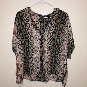 Daytrip Snake Print Blouse; Size: X-small